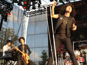 The Mars Volta performs during the Bonnaroo Arts and Music Festival in Manchester, Tenn., Saturday, June 13, 2009.  At left is guitarist Omar Rodriguez-Lopez. At right is singer Cedric Bixler-Zavala