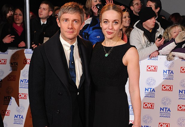 Martin Freeman with his wife Amanda Abbington arriving for the 2013 National Television Awards at the O2 Arena, London.