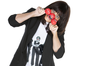 Comic Relief: Claudia Winkleman wearing a Red Nose Day T-shirt