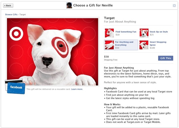 Facebook Gift Cards
