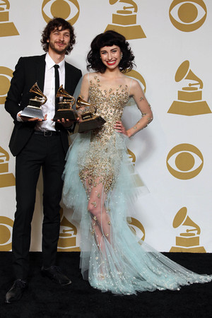 Gotye and Kimbra with their Grammy Awards - February 10, 2013