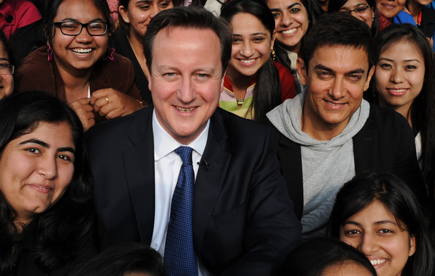 David Cameron poses with Bollywood superstar Aamir Khan
