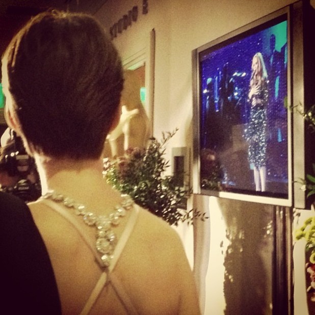 Anne Hathaway watches Adele at the Oscars 2013