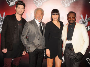 Coaches Danny O'Donoghue, Sir Tom Jones, Jessie J and will.i.am at the launch of latest series of BBC talent show, The Voice, at the Soho Hotel in London. 