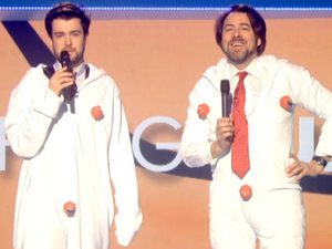 Jack Whitehall and Jonathan Ross get into onesies