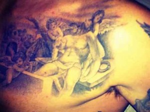 David Beckham, chest tattoo, Jesus, cherubs