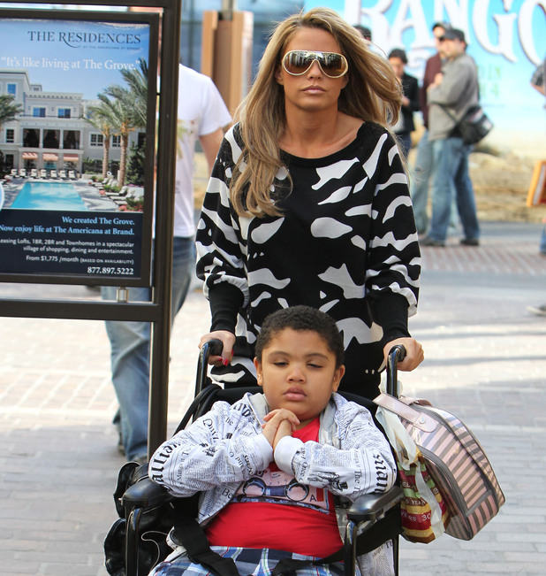Katie Price with her son Harvey shopping at The Grove Shopping Mall in Los Angeles.