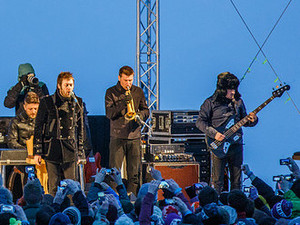Kasabian headlining an intimate gig at the top of a mountain in the Barclaycard Arctic Disco at Snowbombing 2013