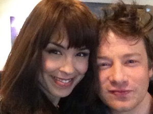 Maria Mena with Jamie Oliver.