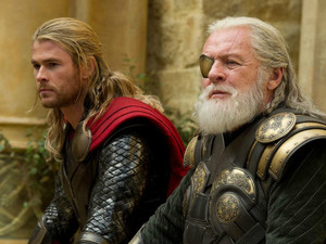 Chris Hemsworth as Thor and Anthony Hopkins as Odin in 'Thor: The Dark World'