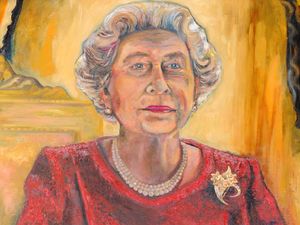 Queen Elizabeth II portrait at the Millennium Stadium