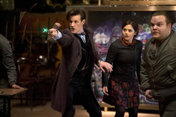 The Doctor (Matt Smith), Clara (Jenna-Louise Coleman) & Ha ha (Calvin Dean) in Doctor Who S07E07: 'Nightmare in Silver'