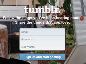 Tumblr homepage