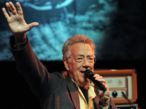 Ray Manzareks of the band The Doors speaks at a tribute to the band Motley Crue to launch the 4th Annual Sunset Strip Music Festival in West Hollywood, Calif., Thursday, Aug. 18, 2011.