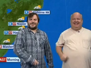 Jack Black, Kyle Gass do the weather in New Zealand
