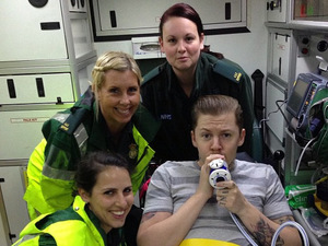 Professor Green after being ran over