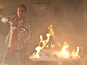 Darren puts out the fire