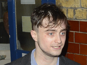 Daniel Radcliffe, Daniel Radcliffe leaving Noel Coward theatre after performing in 'The Cripple of Inishmaan'