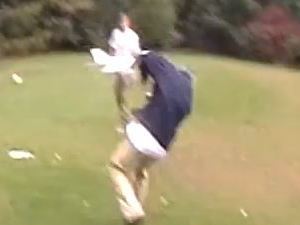 Man uses toy aeroplane for first time, gets hit in face - video still
