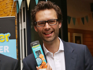 Lord Sugar and Tom Pellereau launch their new baby product the 'Nipper Clipper'