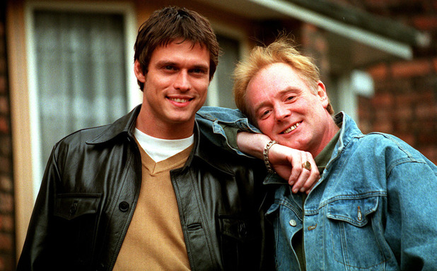 Stephen Billington & Bruce Jones at a Coronation Street photo call in 1998