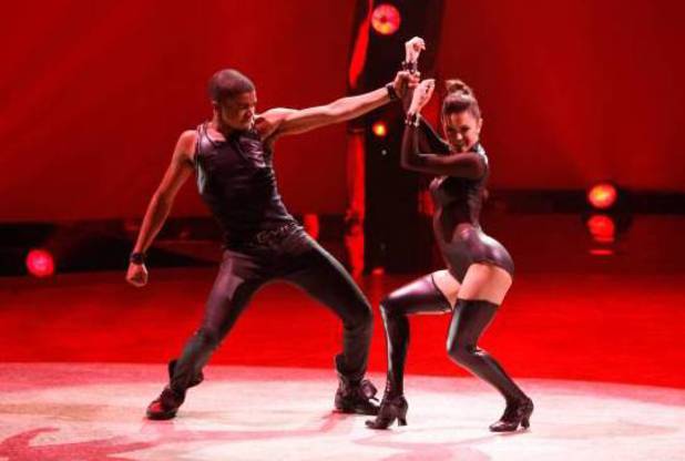 Hayley Erbert and Curtis Holland perform a Jazz routine to "Mamma Knows Best"