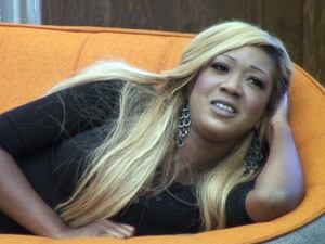 Gina lounges about.