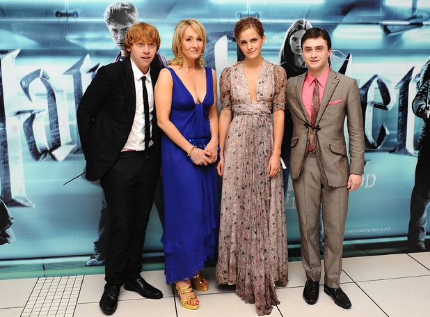 (L-R) Rupert Grint, JK Rowling, Emma Watson and Daniel Radcliffe arriving for the world premiere of Harry Potter and the Half-Blood Prince at the Odeon Leicester Square, London. 2009