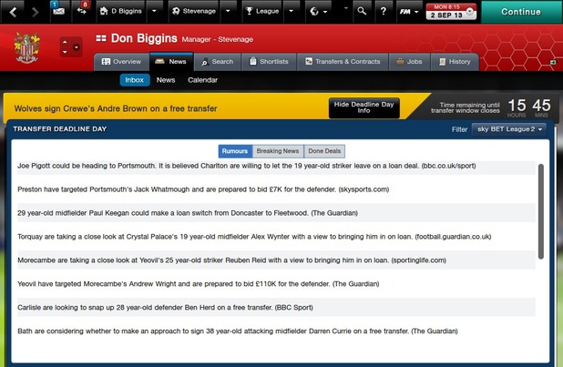 Transfer Deadline Day in Football Manager 2014