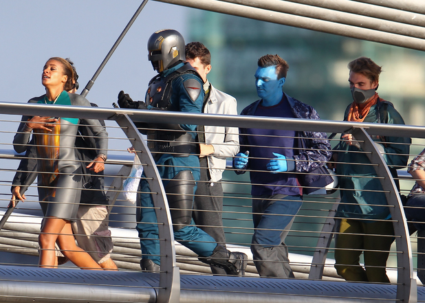 Filming for 'Guardians Of The Galaxy' on the Millennium Bridge, London