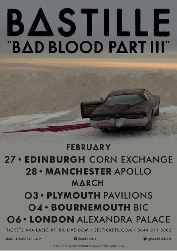 Bastille 'Bad Blood Part III' spring UK tour 2014.