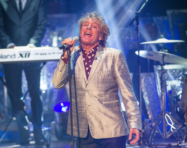 Rod Stewart performing on the Strictly Come Dancing 2013 launch show. 