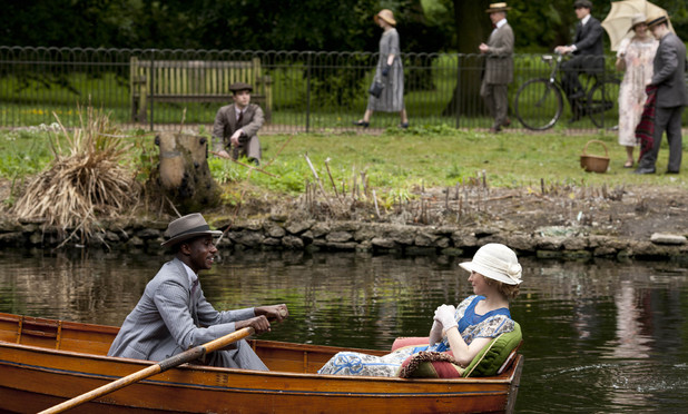 Gary Carr as Jack Ross and Lily James as Lady Rose in Downton Abbey series 4 episode 7