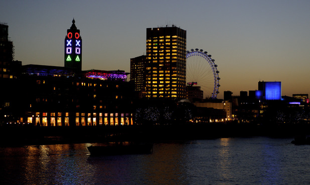 OXO Tower with PlayStation symbols