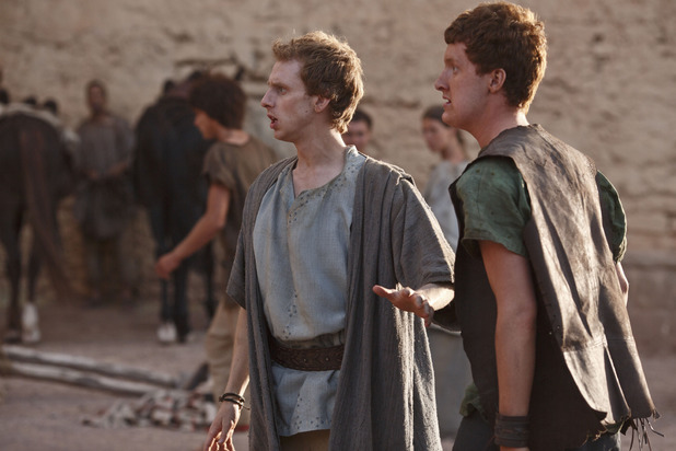 Pythagoras (Robert Emms) and Arcas (Will Merrick) in Atlantis episode 8: 'The Furies'