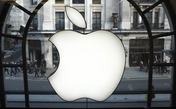 An Apple logo display at Apple's UK flagship Regent Street store
