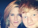 Actress and British musician pictured together in celebratory snap.