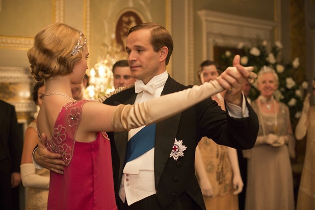 Lily James as Rose and Oliver Dimsdale as Prince of Wales in Downton Abbey Christmas Special