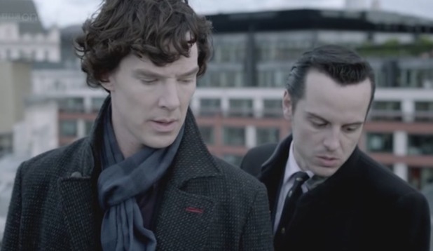 Benedict Cumberbatch and Andrew Scott in 'The Reichenbach Fall'
