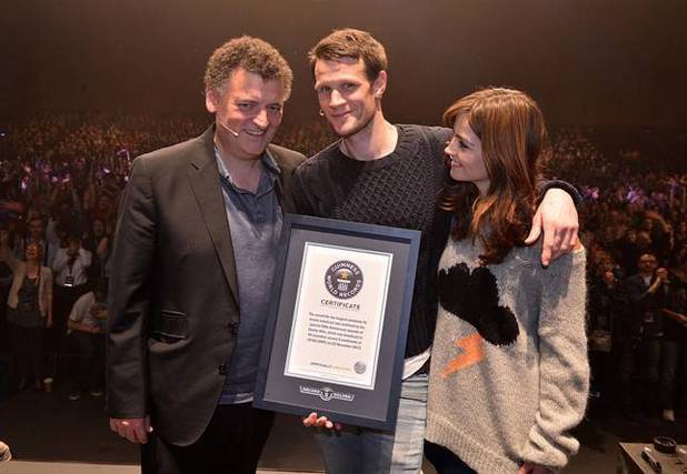 Steven Moffat, Matt Smith and Jenna Coleman at the official 'Doctor Who' Celebration.