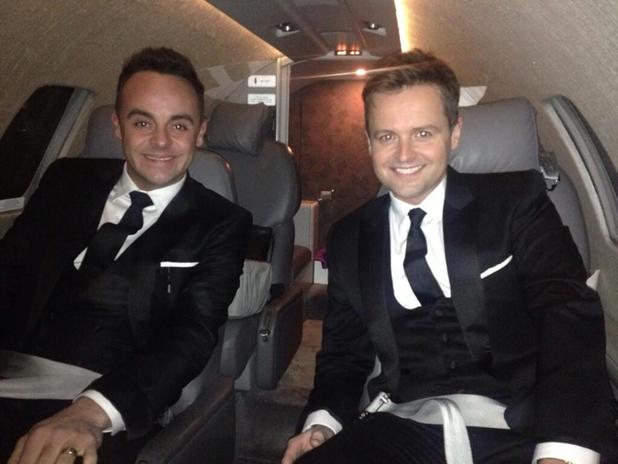 Ant and Dec flying to the 2014 National Television Awards