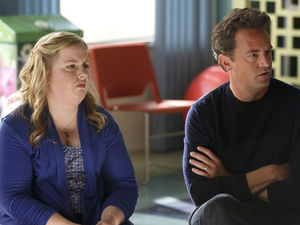 Sarah Baker as Sonia, Matthew Perry as Ryan King in Go On