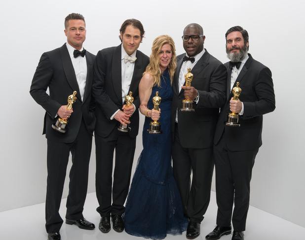 A.M.P.A.S. After winning the category Best motion picture of the year for '12 Years a Slave' producers Brad Pitt, Jeremy Kleiner, Dede Gardner, Steve McQueen and Anthony Katagas pose
86th Annual Academy Awards Oscars, Portraits, Los Angeles, America - 02 Mar 2014
