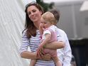 The youngest royal enjoys a kickaround at charity polo match while his father plays.
