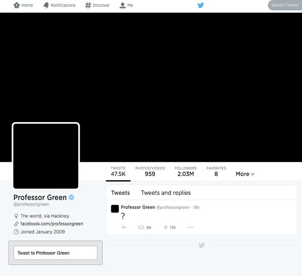 Professor Green's Twitter 'cleanup'