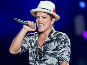 Bruno Mars performs on stage at the Wireless Festival London