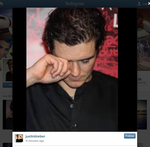 justin bieber mocks orlando bloom on instagram