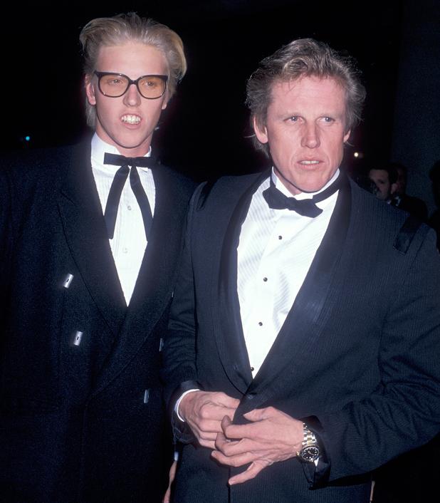 BEVERLY HILLS, CA - JANUARY 20: Actor Gary Busey and son Jake attend the 47th Annual Golden Globe Awards on January 20, 1990 at Beverly Hilton Hotel in Beverly Hills, California. (Photo by Ron Galella, Ltd./WireImage) 