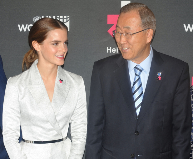 Emma Watson and Ban Ki-Moon attend the launch of the HeForShe Campaign at the UN