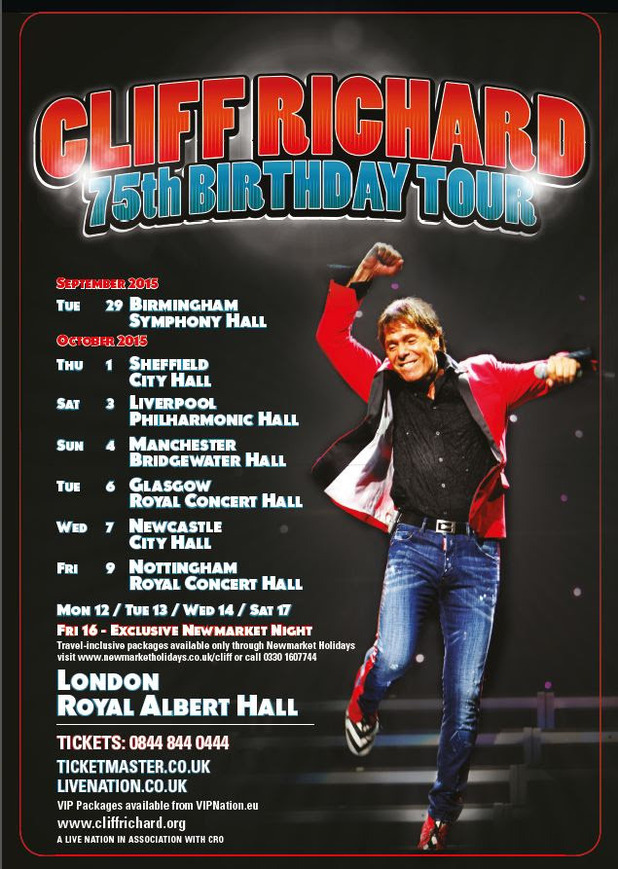 Cliff Richard announces 75th birthday UK tour for 2015 Music News